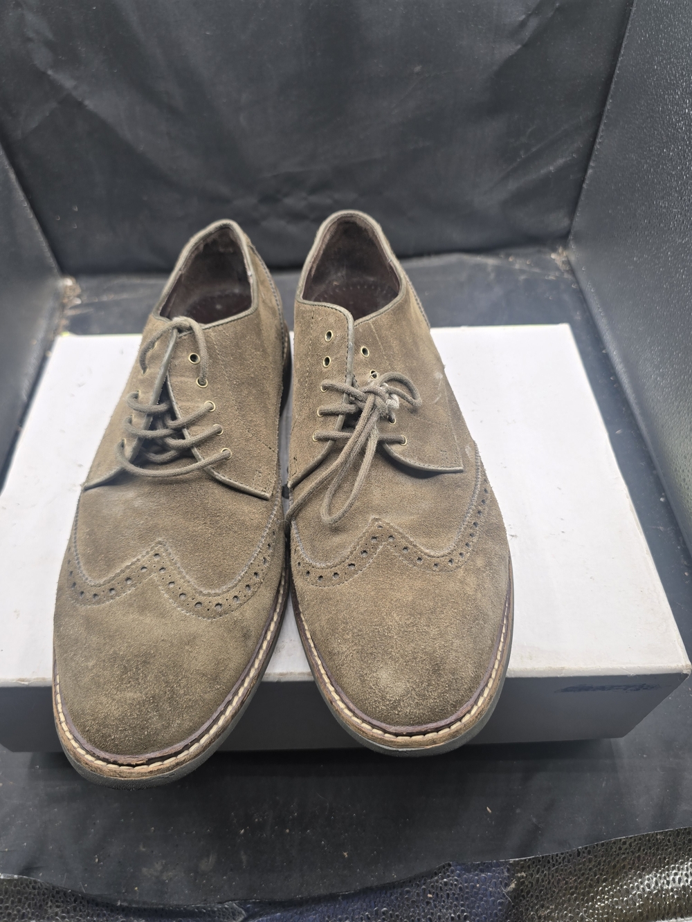 Cole Haan Men's Suede Wingtip Oxfords - Olive Brown